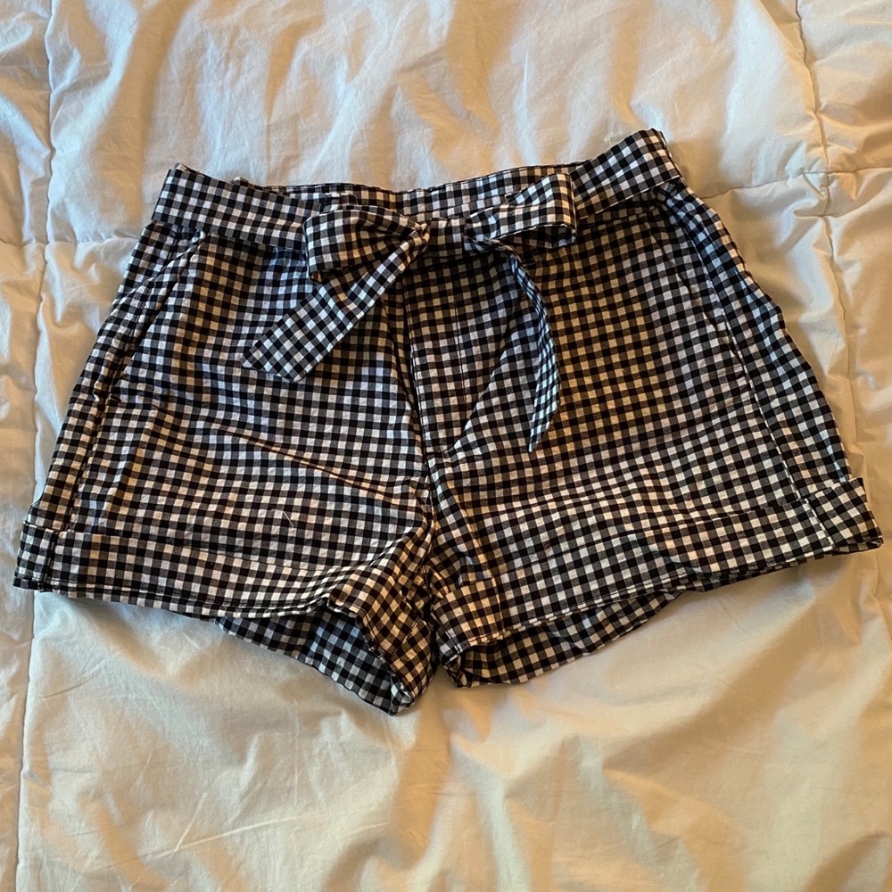 black and white gingham shorts